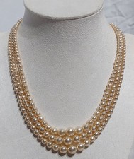 Vintage 3 Row Chocker Necklace By ROSITA A Popular Faux Pearl Manufacturer 1930