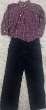 Ralph Lauren Boys 3T Plaid Shirt  Navy Corduroy Pants Holiday Outfit Set