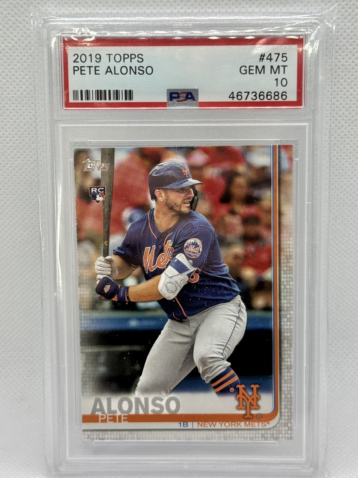 PSA 10 PETE ALONSO 2019 TOPPS #475 ROOKIE RC METS view 1