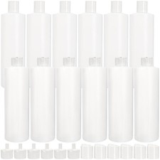 12 Pack 16oz Plastic Squeeze Bottle with 24 Caps in 2 Styles, Refillable Plas...