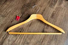 Vintage Wooden Light Wood SEARS Clothing Coat Hanger Engraved Metal Hook