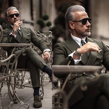 Men Suits Slim Fit Single Breasted Wedding Groom Tuxedos Peak Lapel Jacket Pants