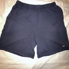 Champion Men  s Sport Shorts L Navy Blue Drawstring Elastic Waist Logo