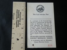1954 Commemorative 1st Run National Railway Historical Society Ticket Milwaukee