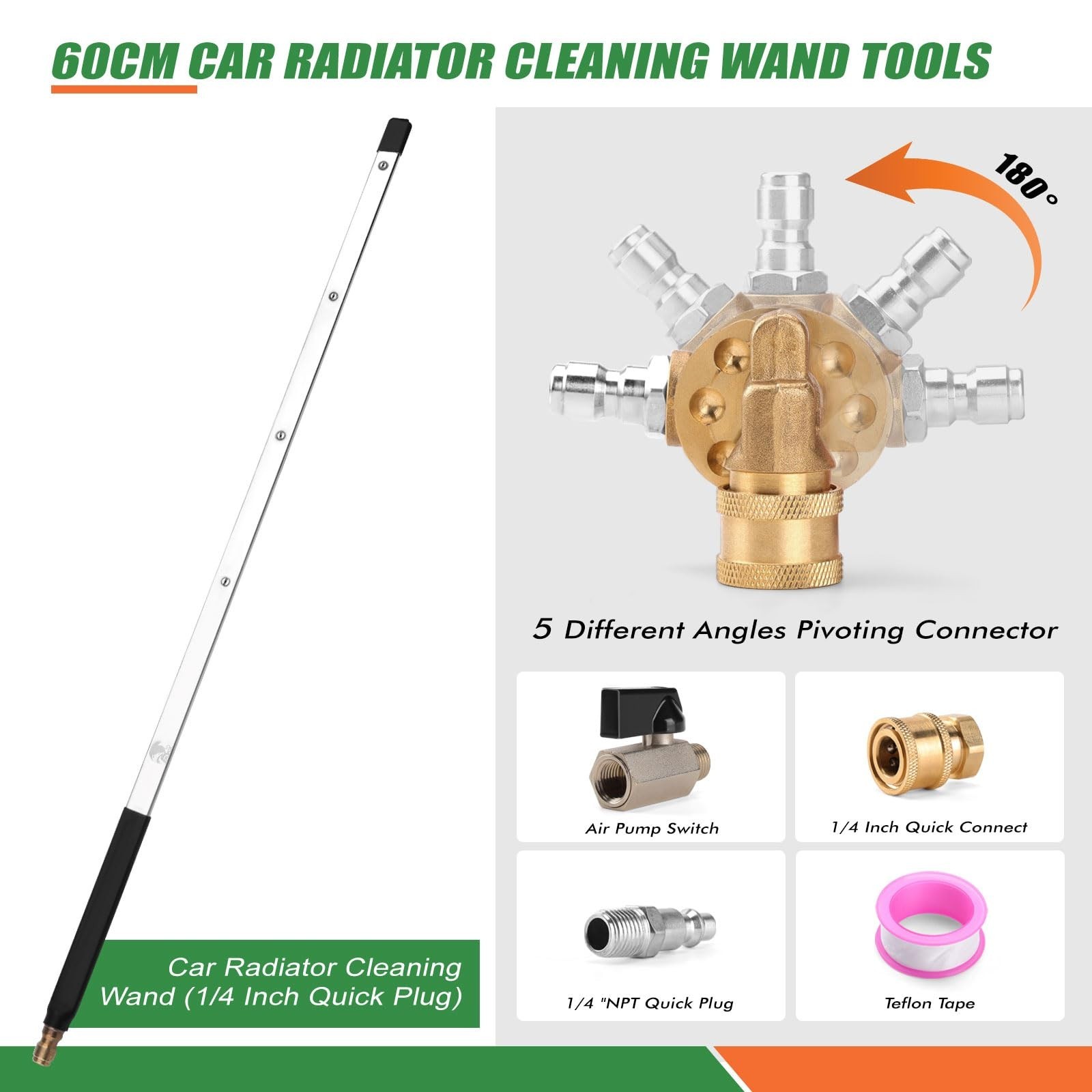 24 Inch Pressure Washer Wand for Car Radiator Cleaning Tools, Dual-Use Radiat...