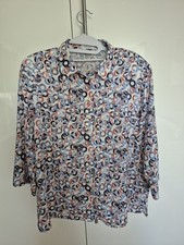 ERFO Bluse Kragen Knopfleiste Kreise 3/4 Arm Kragen Bunt Schulterpolster 42