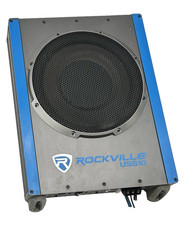 Rockville USS10 10" 800w Slim Under Seat Active Powered Car Truck Subwoofer Sub