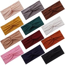 12 Pcs Stretchy Headbands for Women, Absorbed Sport Headband Soft Twist Knotted