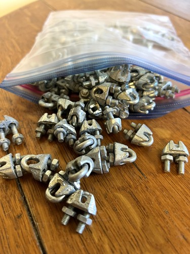 1/8" U-Bolt Wire Rope Clip Cable Saddle Clamps - Lot of 113 - New Old Stock