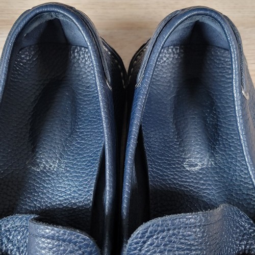 Salvatore Ferragamo Driving Loafers Mens Size 8 IT 9 US Blue Leather Moc Buckle - Picture 5 of 7