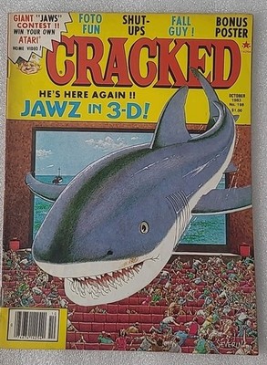 VTG Cracked Magazine October 1983 No. 198 - Jawz in 3-D -  Fall Guy