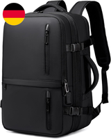 HandgepäCk Rucksack, Herren Damen Schwarz Erweiterbar Wasserdichter Reiserucksac