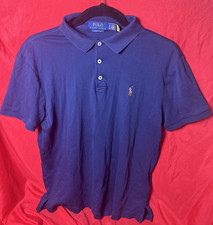 Polo Ralph Lauren Blue Short Sleeve Polo Shirt Flesh Pony Men's Slim Fit Small
