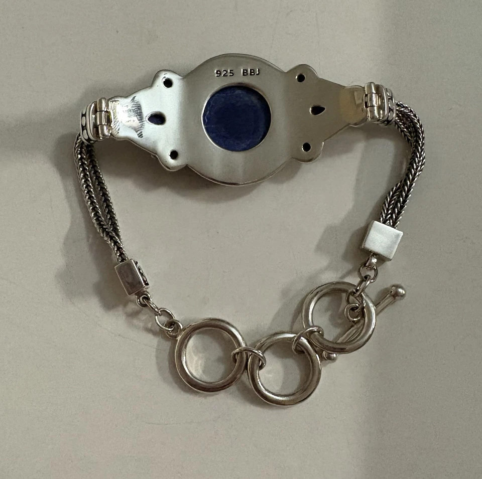 Красивый глубокий синий лазурит браслет 925 пробы размер 6,5-8 регулируемый - Изображение 4 из 4
