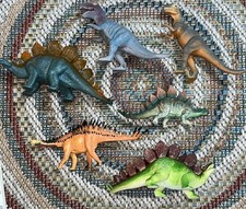 LOT OF 6 RANDOM HARD PLASTIC DINOSAURS TOY FIGURES