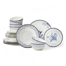 24-Piece Bone China Dinnerware Set in Gift Box, Service for 6, Porcelain Dinn...