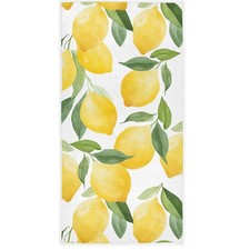 Fresh Lemon Hand Towels 16x30 Inch Retro Yellow Tree Leaves Bath Kitchen