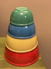 Vintage NOS Fire King Primary Colors Mixing Bowl Set Red, Yellow, Blue, Green