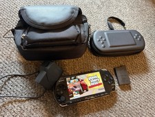 Black PSP 3000 Console With Extra Battery And Carry Case 64gb sd card charger 