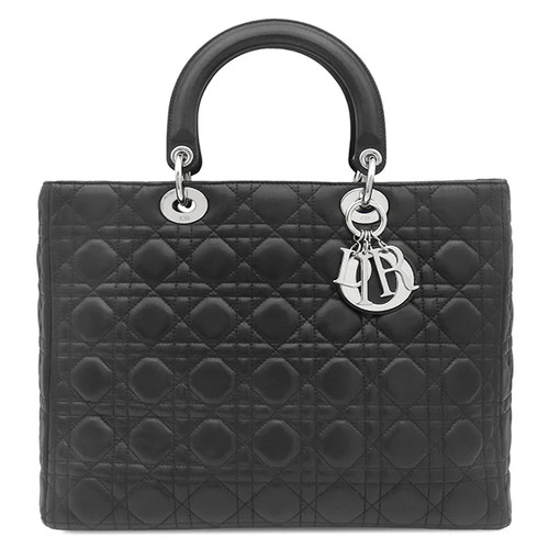 Christian Dior Lady Dior Classic Handbag CAL44561 Leather Black × Red #HDB1842
