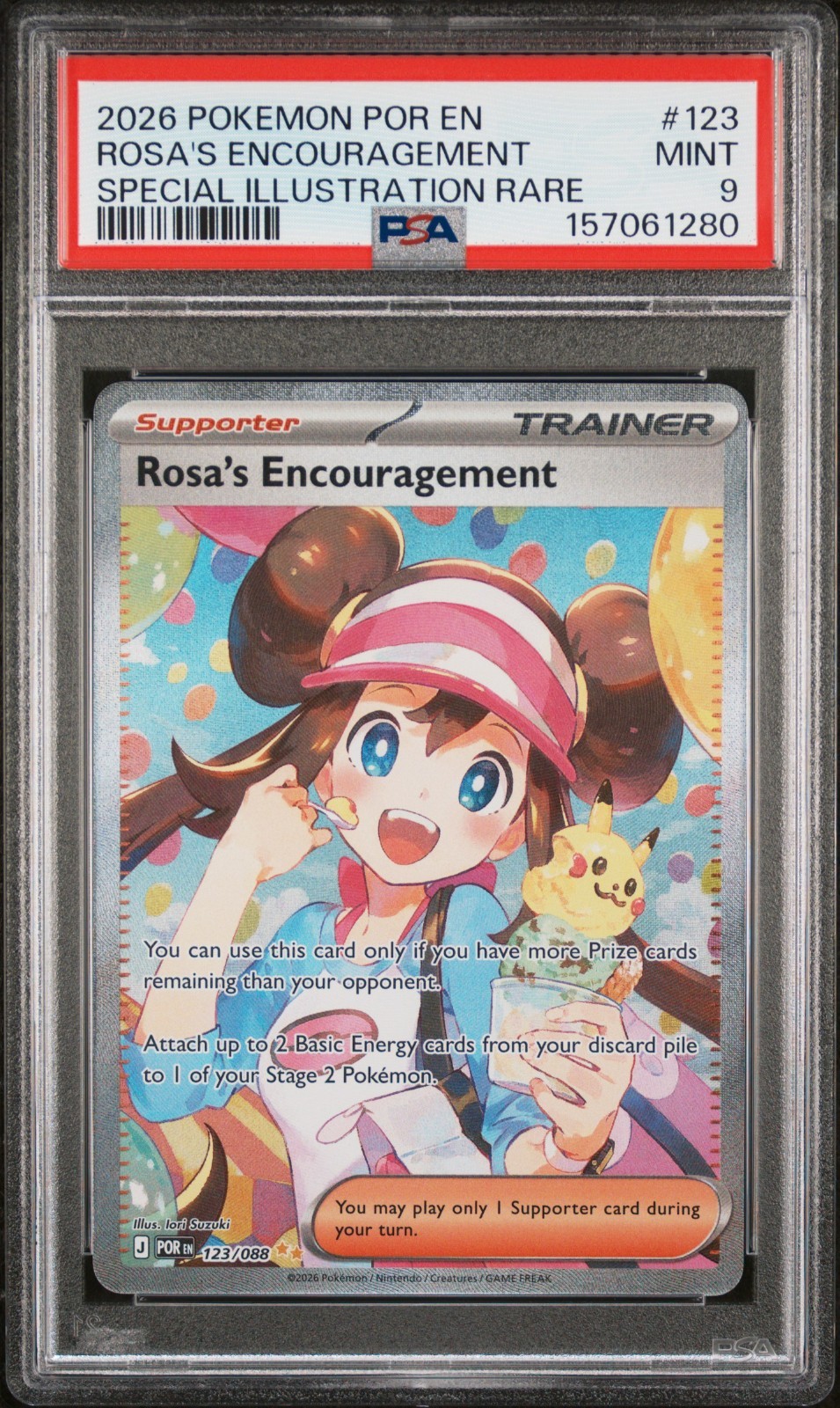 2026 POKEMON POR EN-PERFECT ORDER #123 ROSA'S ENCOURAGEMENT PSA 9