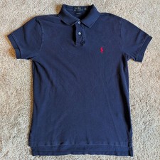 Polo Ralph Lauren Polo Shirt Mens M Navy Blue Custom Fit Short Sleeve Cotton