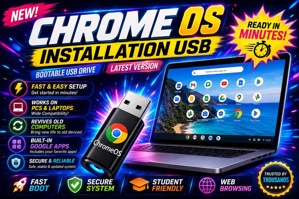 Chrome OS Installation USB BOOTABLE USB Drive Chrome OS USB Bootable USB Chrome - Image 1 of 1