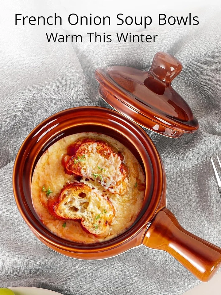 Chic Round Ceramic Soup Servers - 4 Piece Set, Dishwasher Safe, 18 oz Capacity - Image 4 of 4