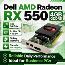 Dell AMD Radeon RX 550 4GB GDDR5 Graphics Card 2x Mini DP 1x DP DP/N 06J78X