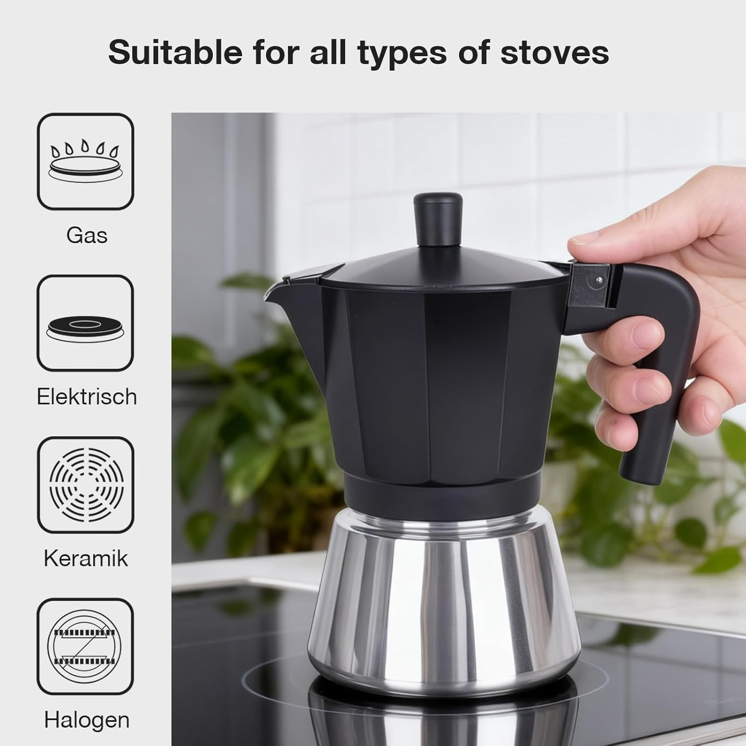 Moka Induzione 6 Tazze Espresso - Design Moderno per Casa e Ufficio - 2