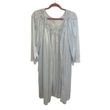 Vintage Gilead Baby Blue Nylon Peignoir Set Lace Nightgown Robe