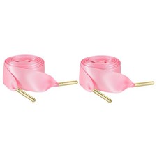 2Pair Satin Ribbon Shoelaces, 2cm Ribbon Shoe Laces 150cm Long Light Pink
