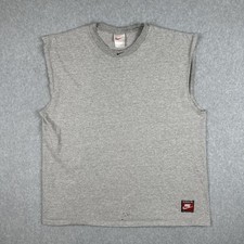 Vintage Nike Large Gray Sleeveless Shirt Made In USA Embroidered Swoosh Logo 90s