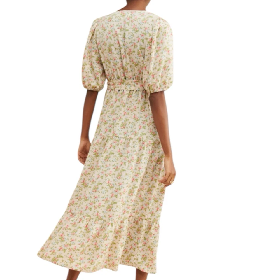 Glamorous Boom Maternity Wrap Tiered Floral Maxi Dress Size 6 Boho Romantic - Image 3 of 4