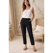 Anthropologie Essential Pull-on Trouser Black Small tapered minimalist office