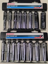 1/2 in. Deep Well 12pt Socket Set SAE & MM 16pc Mechanic Auto Tool Kit Lifetime