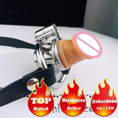 Flat Chastity Cage with Skin Peni CBT Game Stainless Steel Negative Ring Urethr