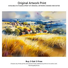 Countryside Village on Matte Paper | Rural Landscape Wall Art | Buy 3 Get 3 Free