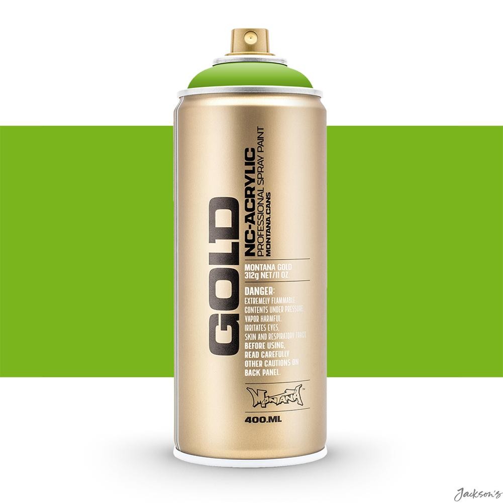Montana Gold Spray Paint Acrylic Lacquer 400ml Shock Green Light Opaque