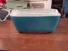 Vintage Pyrex Turquoise or Aqua 502 Refrigerator Dish W/ Matching Lid
