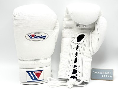 Winning Boxing Gloves 14oz MS-500 White Lace up String type Used