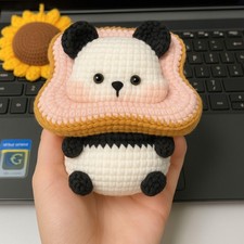 Panda Bread Crochet Doll, Handmade Plushie, Cute Soft Toy, Gift