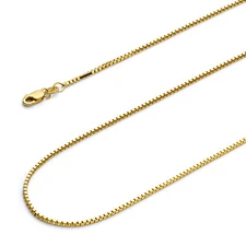 Wellingsale 14k Yellow OR White Gold Solid 1.2mm Box Chain Necklace
