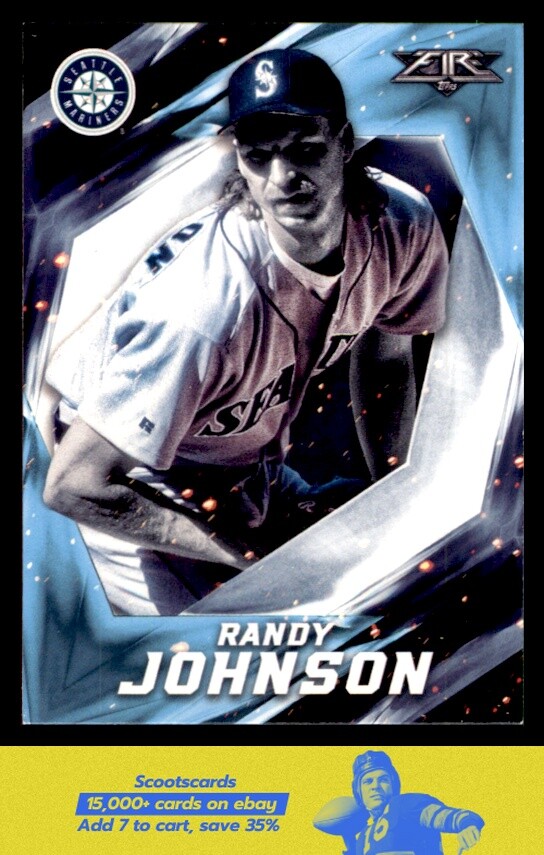 2017 Topps Fire Randy Johnson Blue Chip card #4 Seattle Mariners