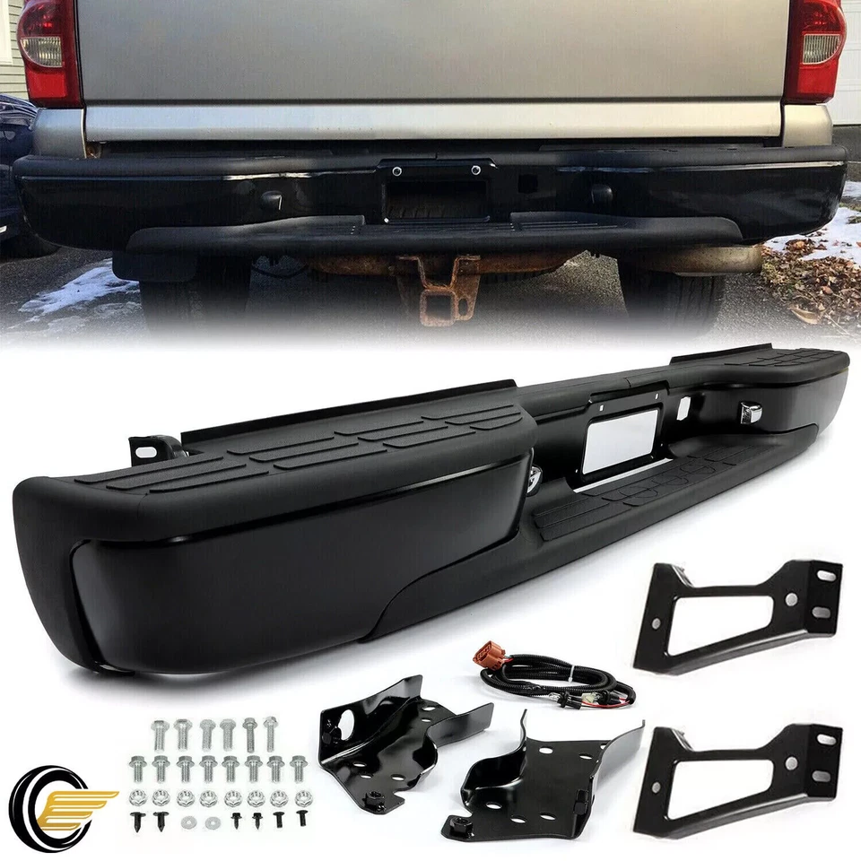 Conjunto de parachoques trasero negro para 99-07 Chevy Silverado GMC Sierra 1500 2500 Foto 2 de 4