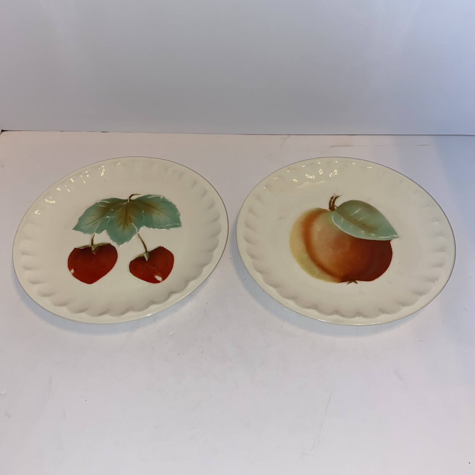 Ebeling Reuss Erphila Set of 2 Fruit Salad Plates Strawberry Cherry Peach 8.5