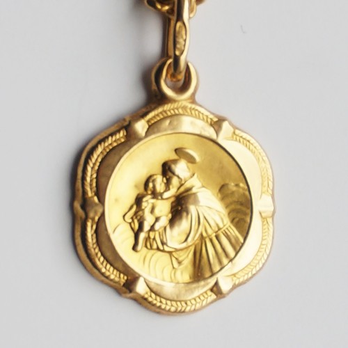 Solid 18k Gold Saint Anthony of Padua Pendant & Chain UNOAERRE 1AR Italy 9.83g - Picture 3 of 10