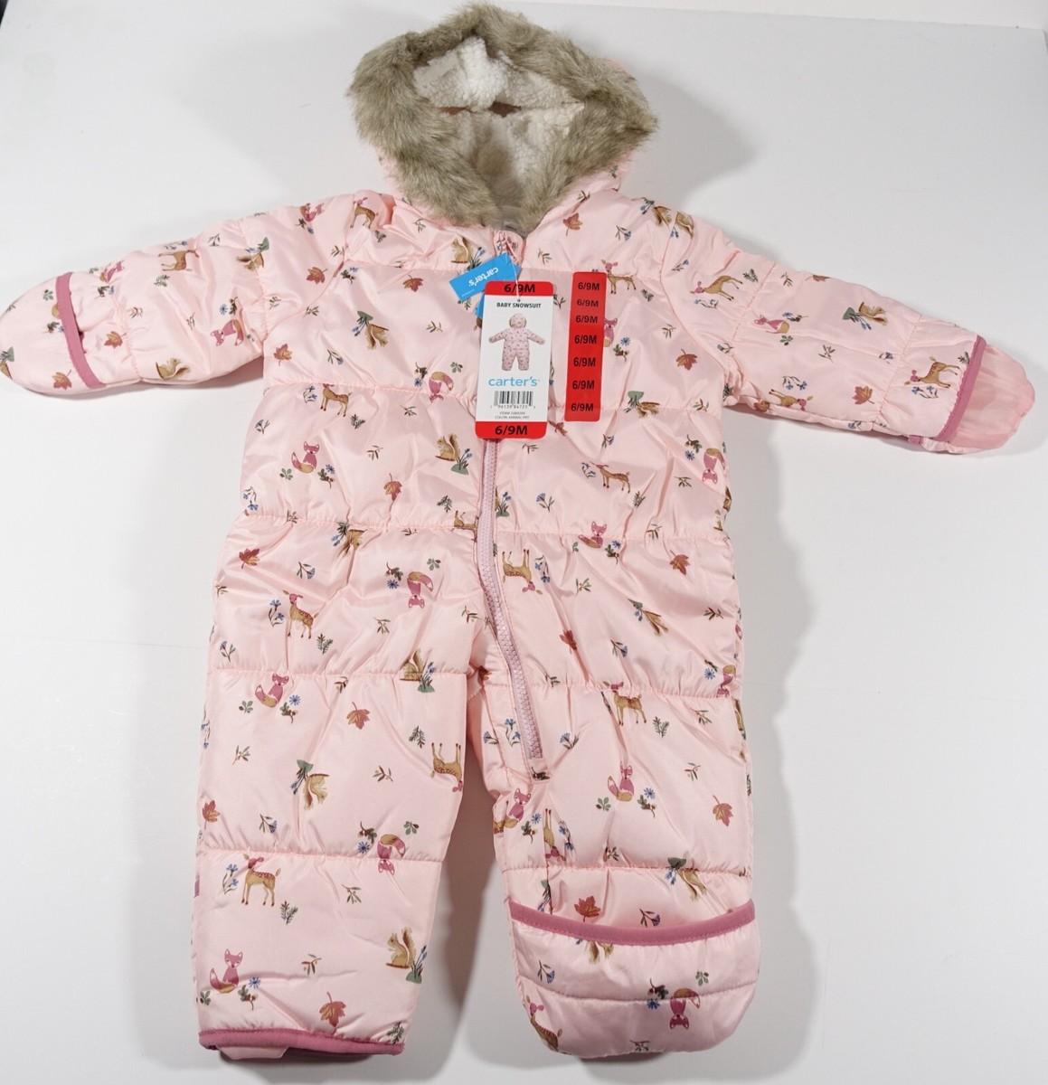 Carter Faux Fur Snowsuit Baby New 12m Carter's Pink Daisy Snowsuit