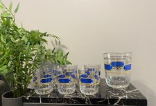 set bicchieri anni 70 made in italy blu dipinto oro retrò vintage