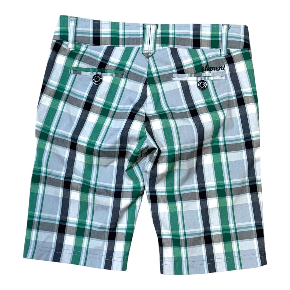 Element Plaid Bermuda Skateboarding Shorts Y2K 90’s Grunge Size 1 Blue Green - Image 2 of 4